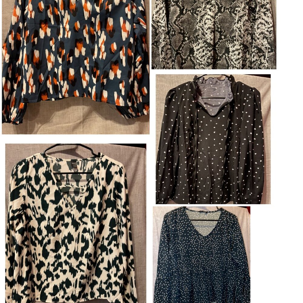 5 NWOT SHEIN Long Sleeve Blouses, ALL Size Small